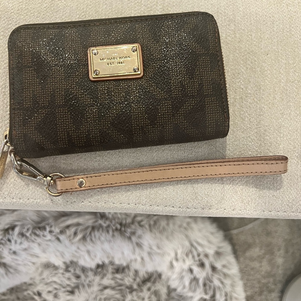 Michael Kors Dark Brown Wristlet Clutch